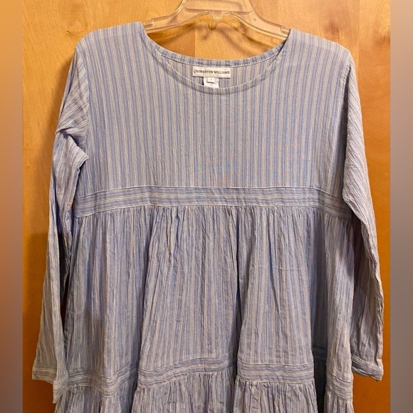 Livingston Williams Light Blue Pinstripe Top or Babydoll Dress - Picture 3 of 7